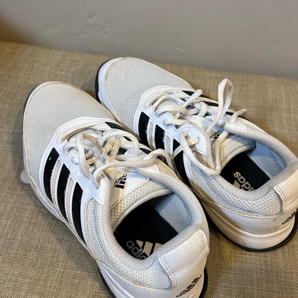 Adidas Men's White Athletic Shoes with Black Stripes